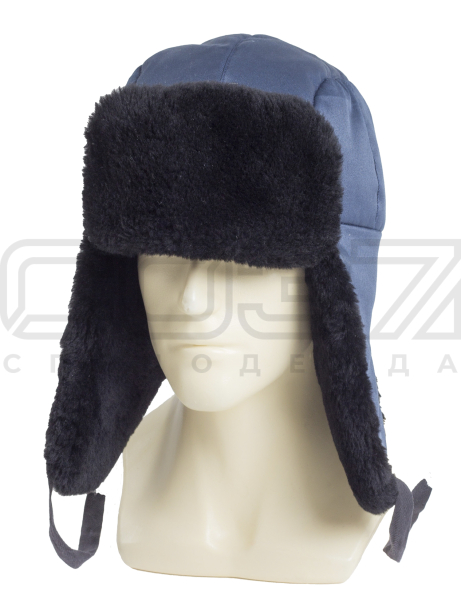 Шапка-ушанка Полюс цв.синий тк.полиэстер